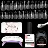 Makartt Nail Tips and Glue Gel kit, Solid Nail Glue Gel 15ML with 500pcs Gel x Almond Pre-buffed Soft Gel Nails Tips Full Cover
