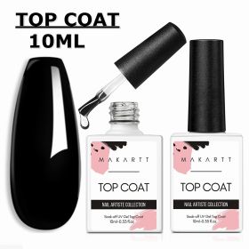 2 PCS Top Coat Kit, MAKARTT Soak Off Nail Gel No Wipe Top Coat 10ml Top Coat Set for UV LED Nail Gel Polish Soak Off UV Tops