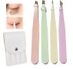 Tweezers Set 4Pcs Eyebrow Tweezer Kit Slanted & Pointed Stainless Steel Tweezers,Tweezer Kit for Shaping Eyebrows Eyelash,Great Beauty Tool for Facial