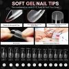 Makartt Nail Tips and Glue Gel kit, Solid Nail Glue Gel 15ML with 500pcs Gel x Almond Pre-buffed Soft Gel Nails Tips Full Cover