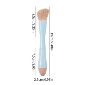 Double Ended Makeup Brush 4in1 Retractable Cosmetic Brush Multifunctional Concealer Sponge Brush For Eyeshadow Eyebrow Lipstick (Handle Color: Blue)