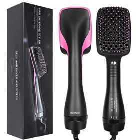 3 In 1 Hair Dryer Hot Air Brush Styler & Volumizer One Step Hair Straightener Curler Electric Blow Dryer Brush Wet And Dry Used (Plug Type: US Plug, Color: Have Box)