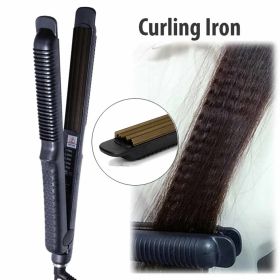 Corrugated Hair Curler Fast Heating Curling Iron Electric Hair Crimper Corrugation Flat Iron Corn Perm Splint Wave Styling Tools (Color: with box, Plug standard: us)